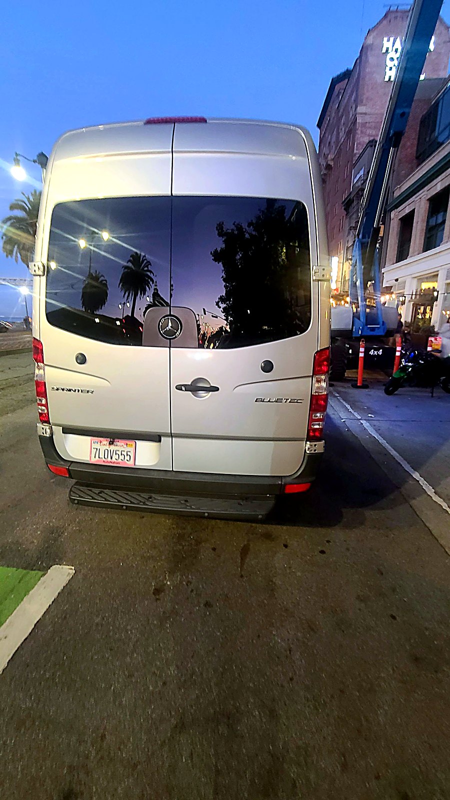White Mercedes Sprinter limo bus in Napa wine country — Your Limo Bus